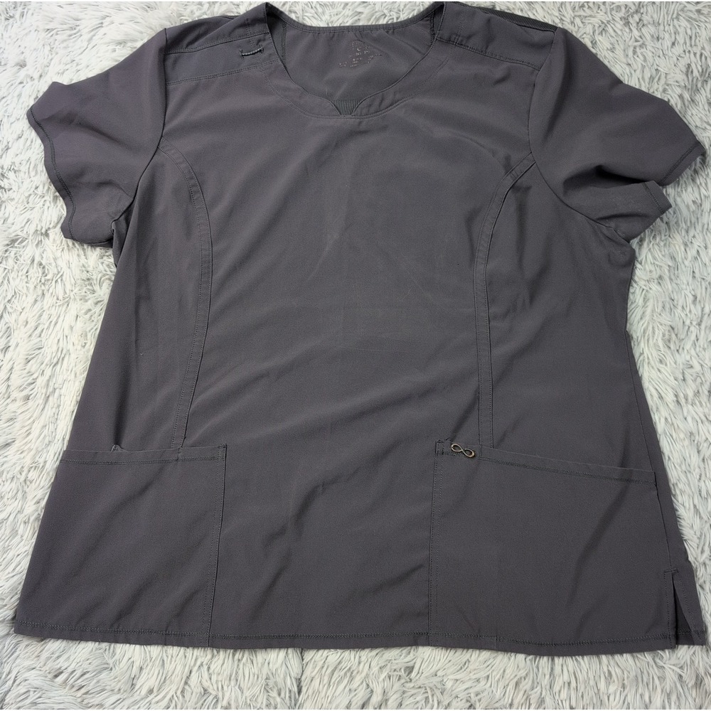 Infinity Shirt Womens 2XL Gray Scrub Top Comfort Casual Pockets